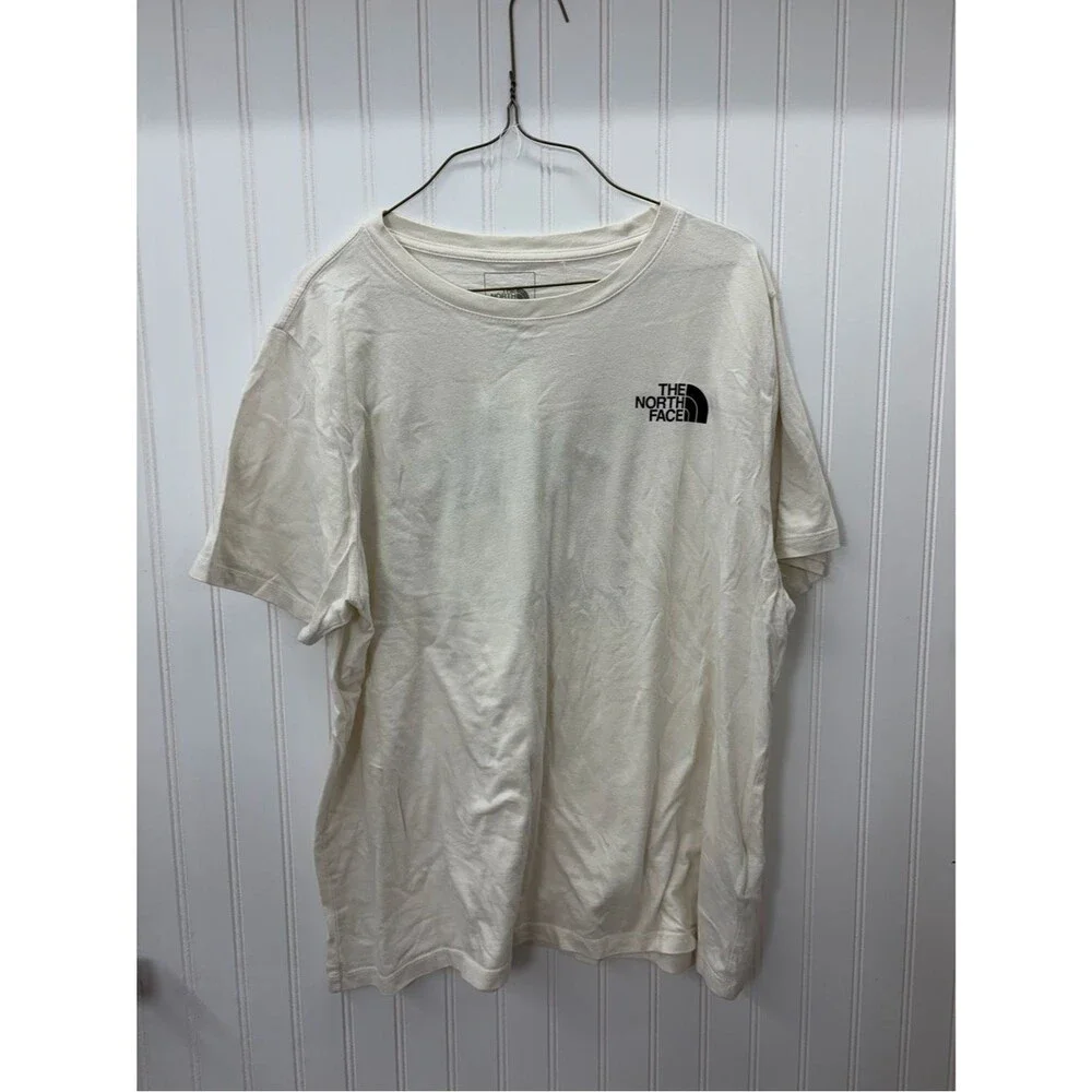 The North Face Men’s Cream Short-Sleeve Logo Tee with Black Chest Emblem